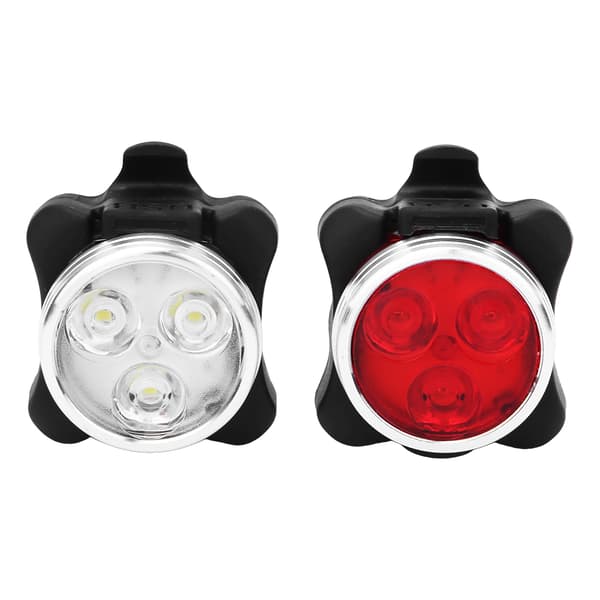 650mA USB Rechargeable LED Bicycle Front Tail Safety Warning Light (Red White Set) 0.2