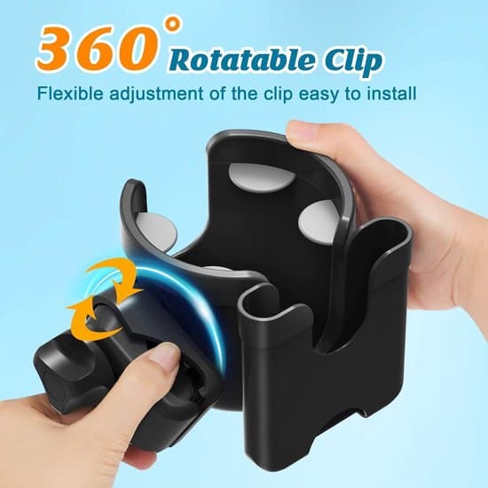Stroller Cup Holder - With Storage Compartment for Phone - Suitable for Strollers and Bicycles