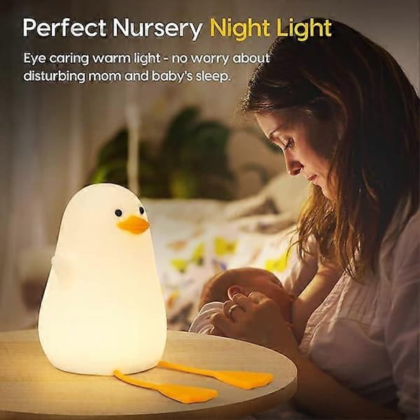 Oppladbar LED-nattlampe for barn i andeform