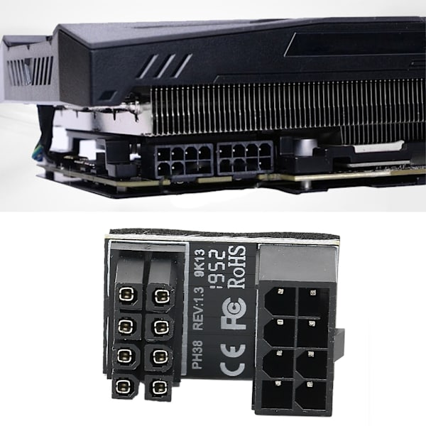 PH38A 6PIN Strøm Interface Konverter 180 Graders Vinklet Strømadapter Konnektor