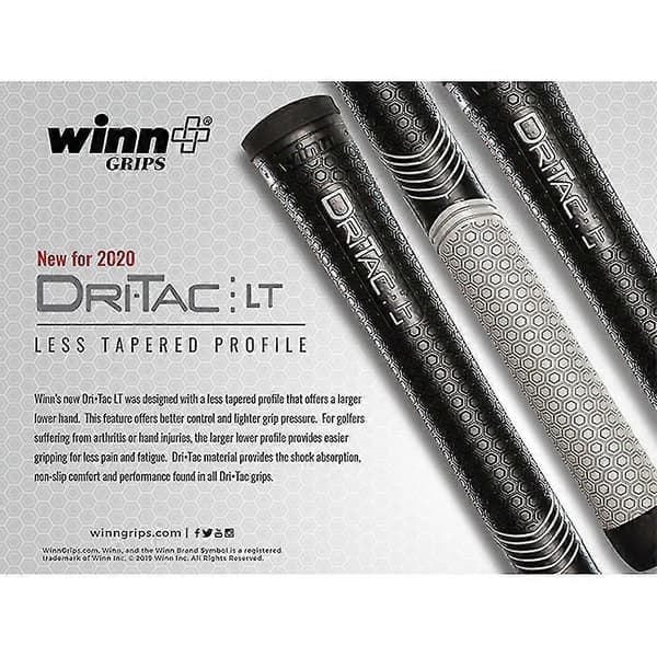 Winn Dri-Tac LT (Less Taper) Golfgreb Sort/Grå brønd