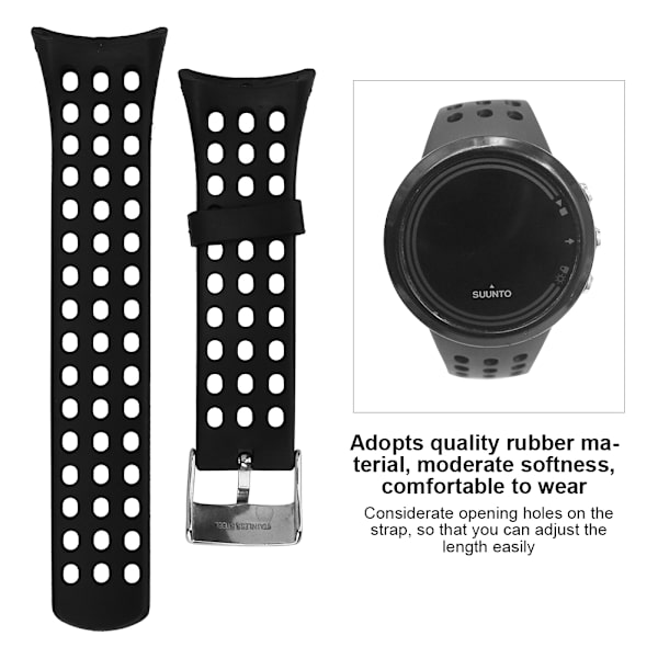 Gummiklockarmband Klockarmbandsadapter Spänne Tillbehör för SUUNTO M Serien M1M2M4M5 Svart Herr