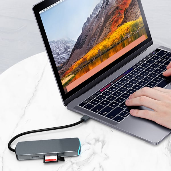 6-i-1 Dockningsstation Mörkgrön Multifunktionell Typ C till HDMI Högupplöst Hubb Adapter