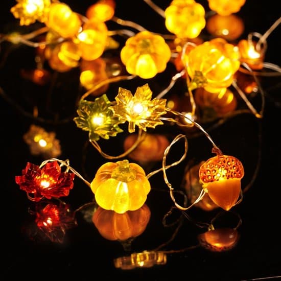String Lights - Outdoor String Lights - Decorative Autumn Garland - 2x 3m LED Mood Lighting - 30x Warm White Maple Leaf Lamps - For Halloween, Thanksgiving