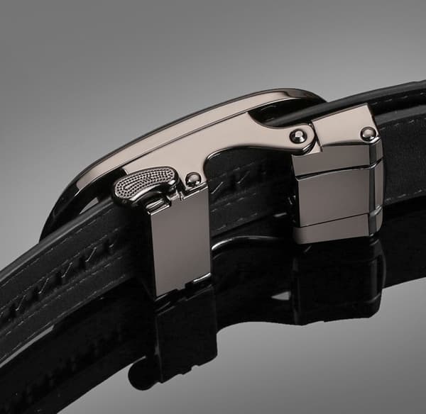 Men's Leather Belt Automatic Buckle Belt Father's Day Gift (Gold Edge 120cm)