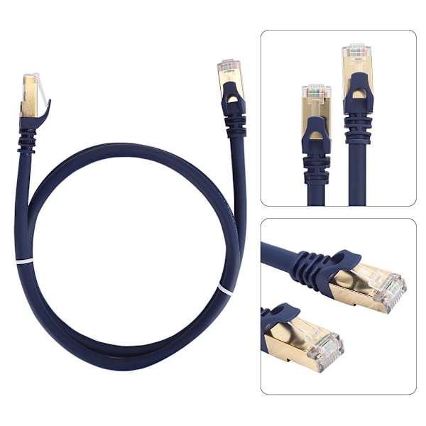 2 stk Cat8 40Gbps 2000Mhz Ethernet-kabel RJ45 Nettverkskabel LAN Patch Cord 1m