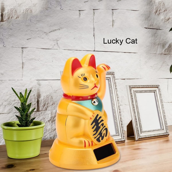 Solar Powered Fortune Lucky Cat Hjem og bil dekoration