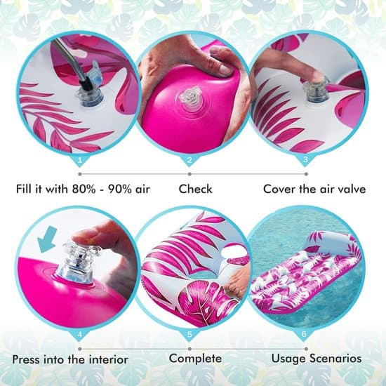 Inflatable Pool Float - Water Hammock - Pool Hammock - Portable Floating Pool Chair - Inflatable Pool Hammock with Handles - Red