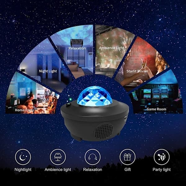 Stjärnhimmelsprojektor/rymdlampa med Bluetooth-högtalare