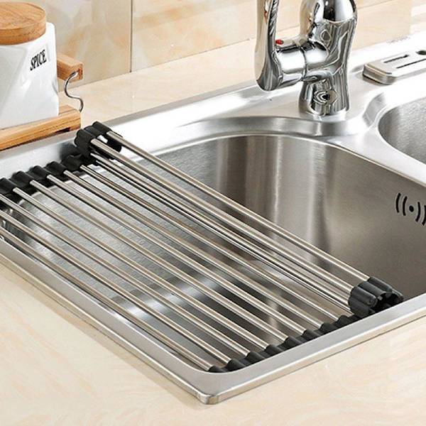 Opprullbar tallerkenstativ - 52x31 cm silver