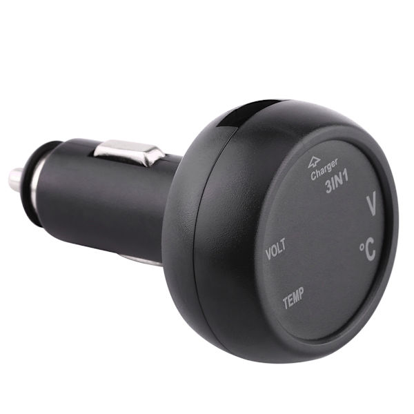Dobbelt LED Digital Display Voltmeter Termometer Cigarettænder USB Biloplader (Grøn, Rød)