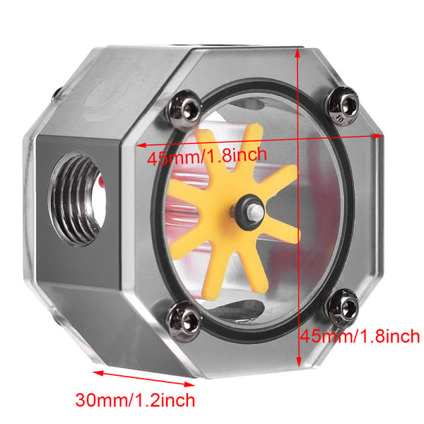 Aluminiumlegering G1/4 Gevind Vandkøling Flow Meter Indikator til PC Vandkølingssystem Grå