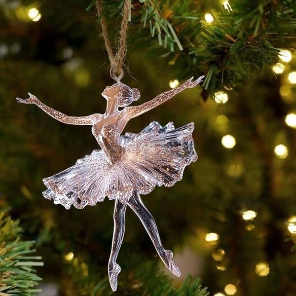 Glitrende akryl julevedhæng ballerina simulering hængende C