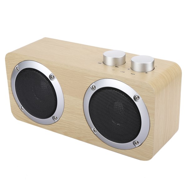Högkvalitativ Bluetooth Mini Subwoofer Högtalare i Trä med Vridknapp och Ljudkabel