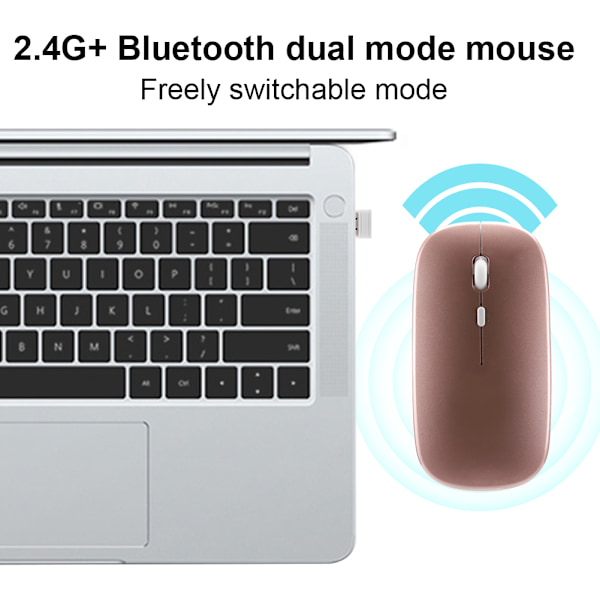 Bluetooth 2.4G Dual Mode Trådlös Mus för Windows 98 / Me / 2000 / XP / Vista / Win 7 / Win8 (Roséguld)