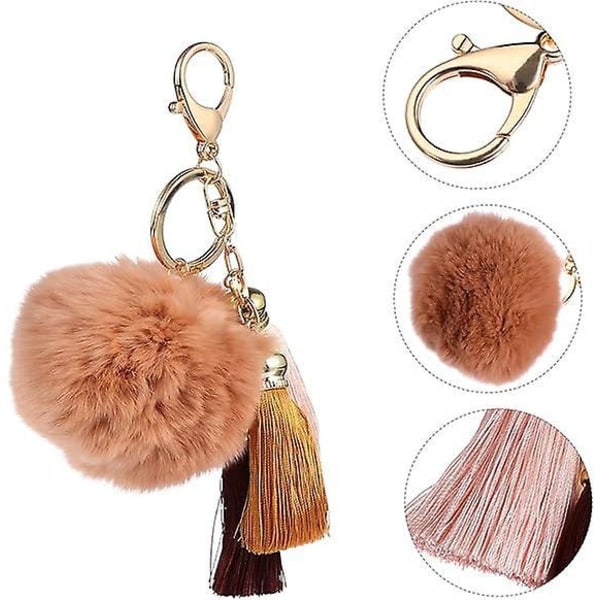Vaaleanpunainen tupsuavaimenperä - Tyylikäs riipus avaimiin, laukkuihin ja auton sisustukseen