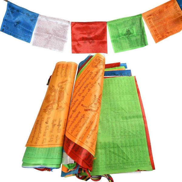 2 Pakke 7m tibetansk buddhistisk bønneflaggsnorer Utendørsdekorasjon