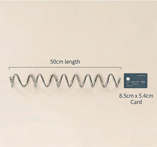 Coat Rack - Wall Mounted Galvanized Silver Wavy Jacket Hook - Creative Clothes Storage Hook - 50cm Long (Drill Hole Installation)