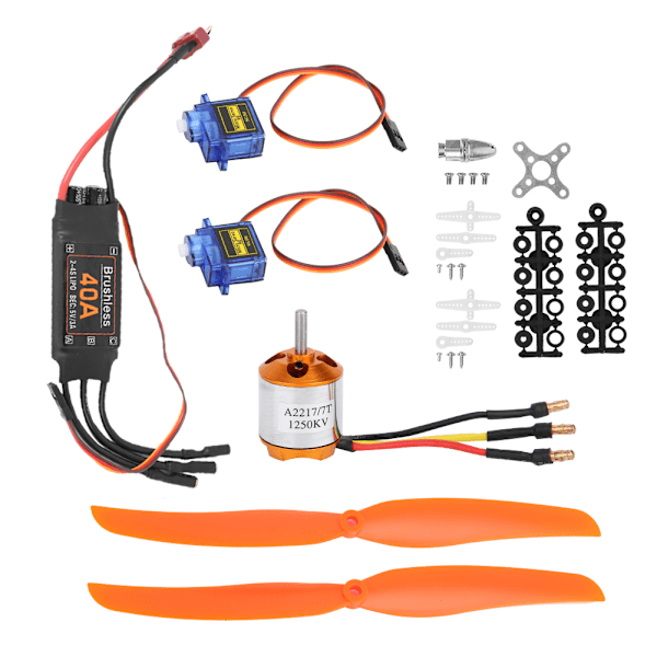 A2217 1250KV Børsteløs Motor 40A ESC SG90 9G Mikro Servo 8060 Propeller til RC Fly (1250KV Motor 40A ESC 9G Servo 8060 Propeller)