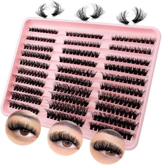 Eyelash Extensions - Cluster Lash Extension Set - False Eyelashes - 300 Fluffy Volume Lash Clusters - 8-16mm Mix - 3 Styles - 60D + 80D + 100D