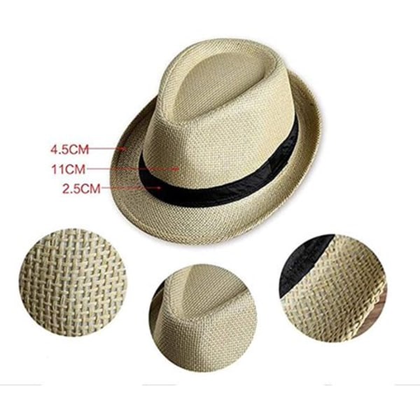 Fedora-hatt för män och kvinnor Sommarstrandhatt Jazzhatt Solhatt Khaki M（56-58cm）