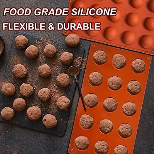 Small 15-Cavity Half Sphere Silicone Molds Non-stick, 2-Pack Half Ball Silicone Baking Molds for Making Jelly, Chocolate, and Cakes