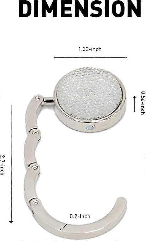Vikbar handväskkrok handväskhängare Bling strassväskhållare för bordsskiva 1 st vit