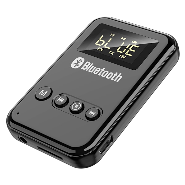 2-i-1 Bluetooth 5.0 Sender Mottaker Trådløs Lydadapter Bil FM Digital Skjerm