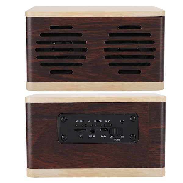 D7 Puuta jäljittelevä kannettava subwoofer-minikaiutin Bluetoothilla, audio- ja latauskaapelilla