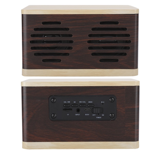 D7 Splicing Wood Grain bærbar subwoofer mini Bluetooth-højttaler med lyd- og opladerkabel