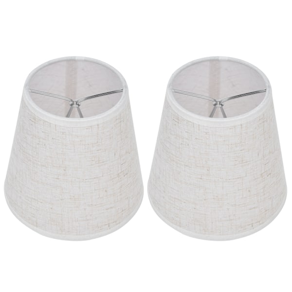 2 STK Bordlampeskjerm Stoff Klemme På Lampeskjerm for E14 Skrue Lysestake Lampe LysekronePT09 Lin