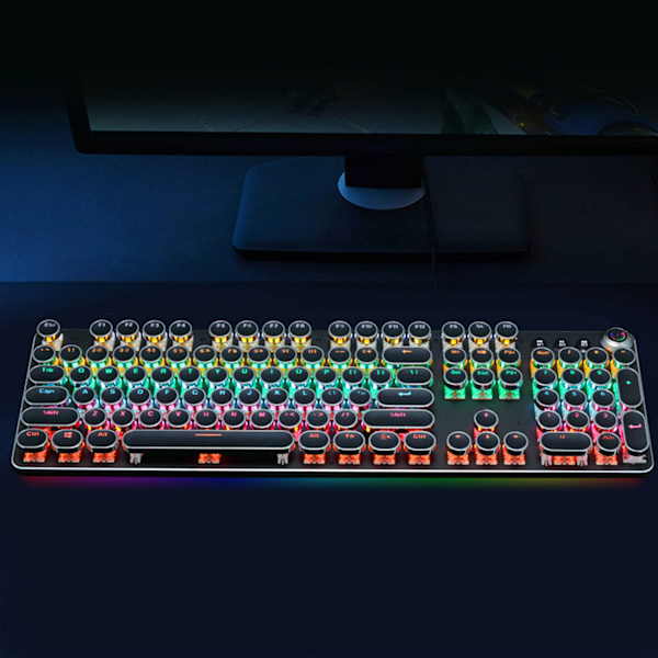 104 Tangenter Retro Stil Elektropläterat Tangentbord Mekaniskt Gamingtangentbord med Ljuseffekt