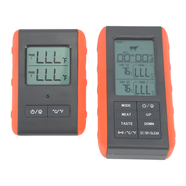 Kjøtttermometer med dobbel probe digital HTN-skjerm temperaturalarm trådløst BBQ grilltermometer for matlaging