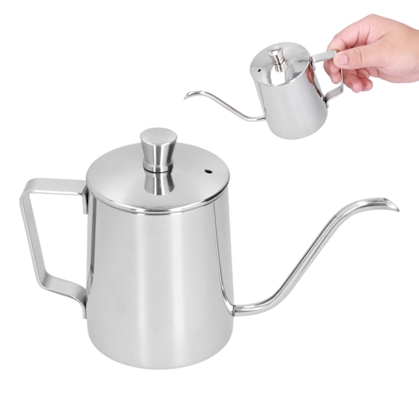 350ml PTFE Kaffekanna med Lock 304 Rostfritt Stål Häll Över Kaffekanna för Hemmakontor Rostfri Färg