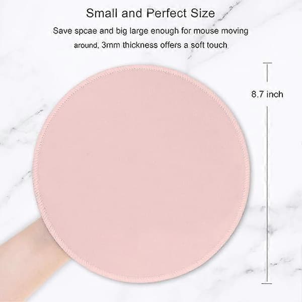 Musematte, Premium-teksturert Liten Rund Musematte Rosa, Sydde Kanter Anti-skli Vanntett Gummi Musematte
