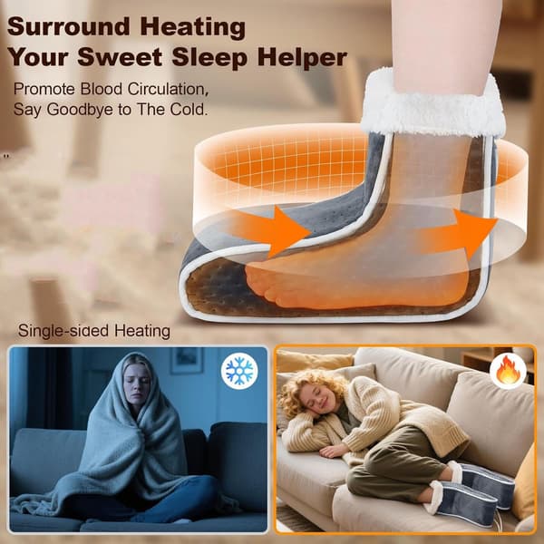 Electric Foot Warmer - Six Levels Adjustable Heating Slippers - Soft and Warm Boots - Removable and Washable Inner Lining, Universal Fit