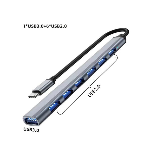 USB Hub 3.0 med 7 porte, USB 3.0 Hub USB Splitter Extender, USB3.0 til USB2.0/3.0 7-ports USB Hub