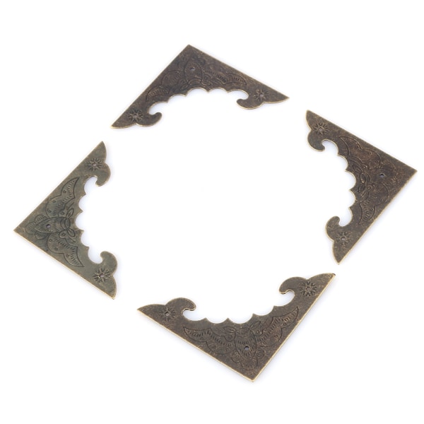 12 stk. trækasse smykkeskrin gaveæske bronze hjørne dekorative beskyttere kantdækselbeskyttelse S