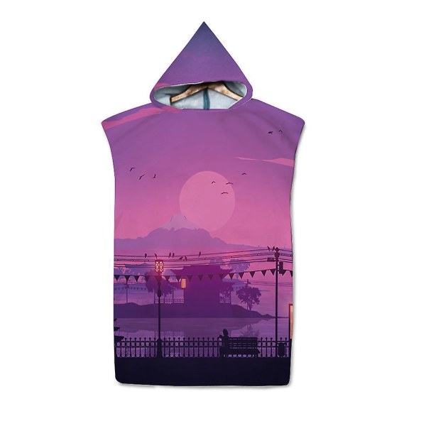 G-change Surf Poncho håndklæde - Voksen hættebadekåbe til stranden, trykt design, One Size
