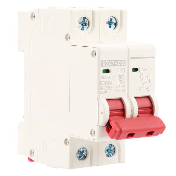2P DC 500V 16A Mini Strømbryter MCB Sikkerhetsbryter DZ47-63Z-2P