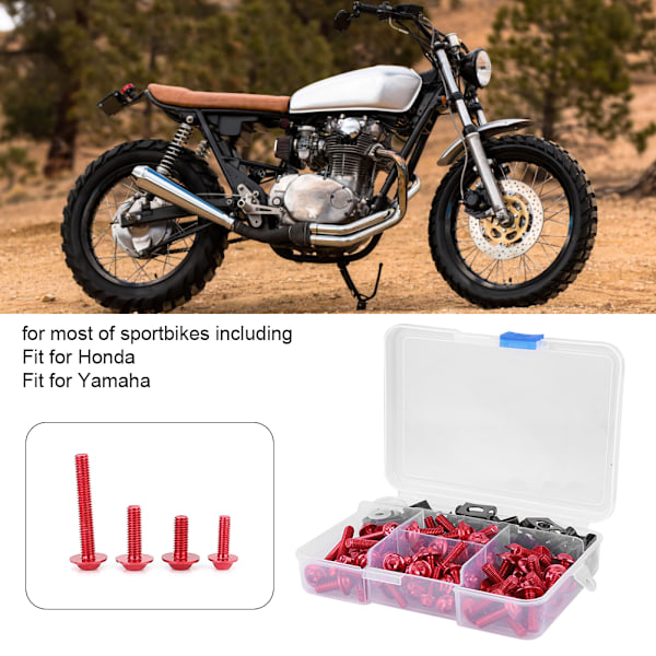 177-dels Motorcykel Skruv Fairing Bolt Kit Universal M5 M6 Passar för Yamaha Sportbikes Röd