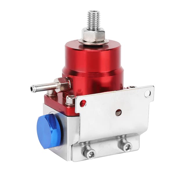 Universal Justerbart Brændstoftrykregulator Sæt med Måler 100PSI (Rød+Sølv)