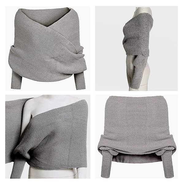 Unisex Strikket Sjal med Ærmer til Vintermode - 1 stk light grey