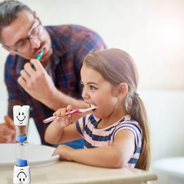 Sæt med 3 børnetimere - 2-minutters timeglas med smil - timeglas i tilfældig farve.