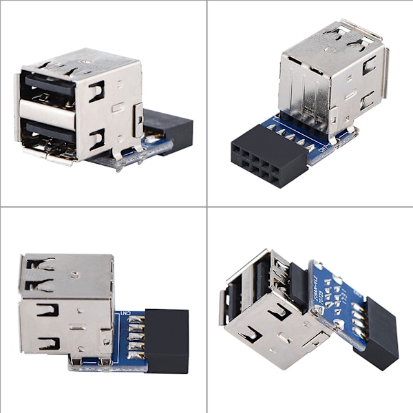 5kpl USB2.0 Emolevyliitin 9Pin/10Pin Header - 2 USB2.0 A Porttisovitinta (Tyyppi A)