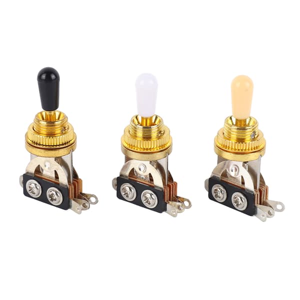 3st 3-vägs gitarr toggle-switchar kort rak switch med svarta vita krämspetsar för elgitarr guld