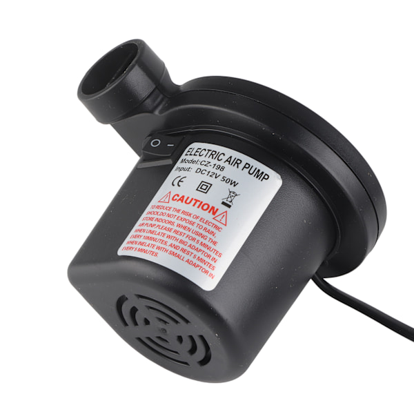 12V DC Elektrisk Luftpumpe med 3 Dyser for Oppblåsbare Madrasser, Flåte, Senger og Båter