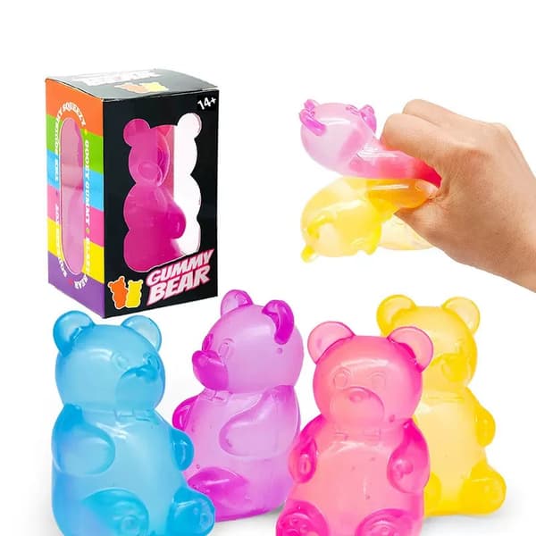 NeeDoh Fuzz Ball Stresslegetøj – Blødt klembart sensorisk legetøj til angstlindring og fidget pink bear