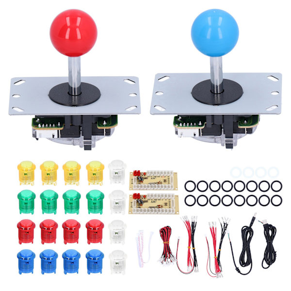 2 Spiller Arkadespil DIY Sæt Joystick Sæt LED Arkadeknapper til Computerspil 5V