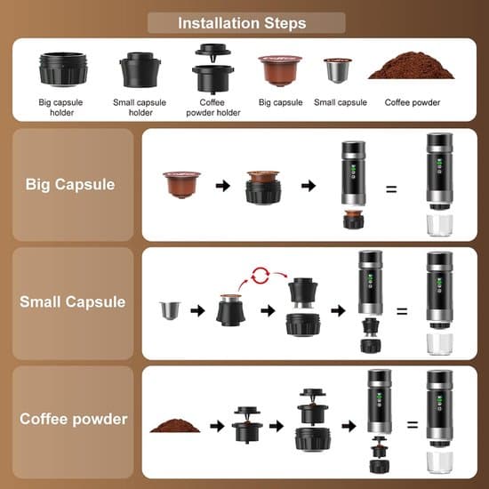 Portable Coffee Maker - 3-in-1 Electric Espresso Machine - 12V Rechargeable - for Office, Capsule Compatible